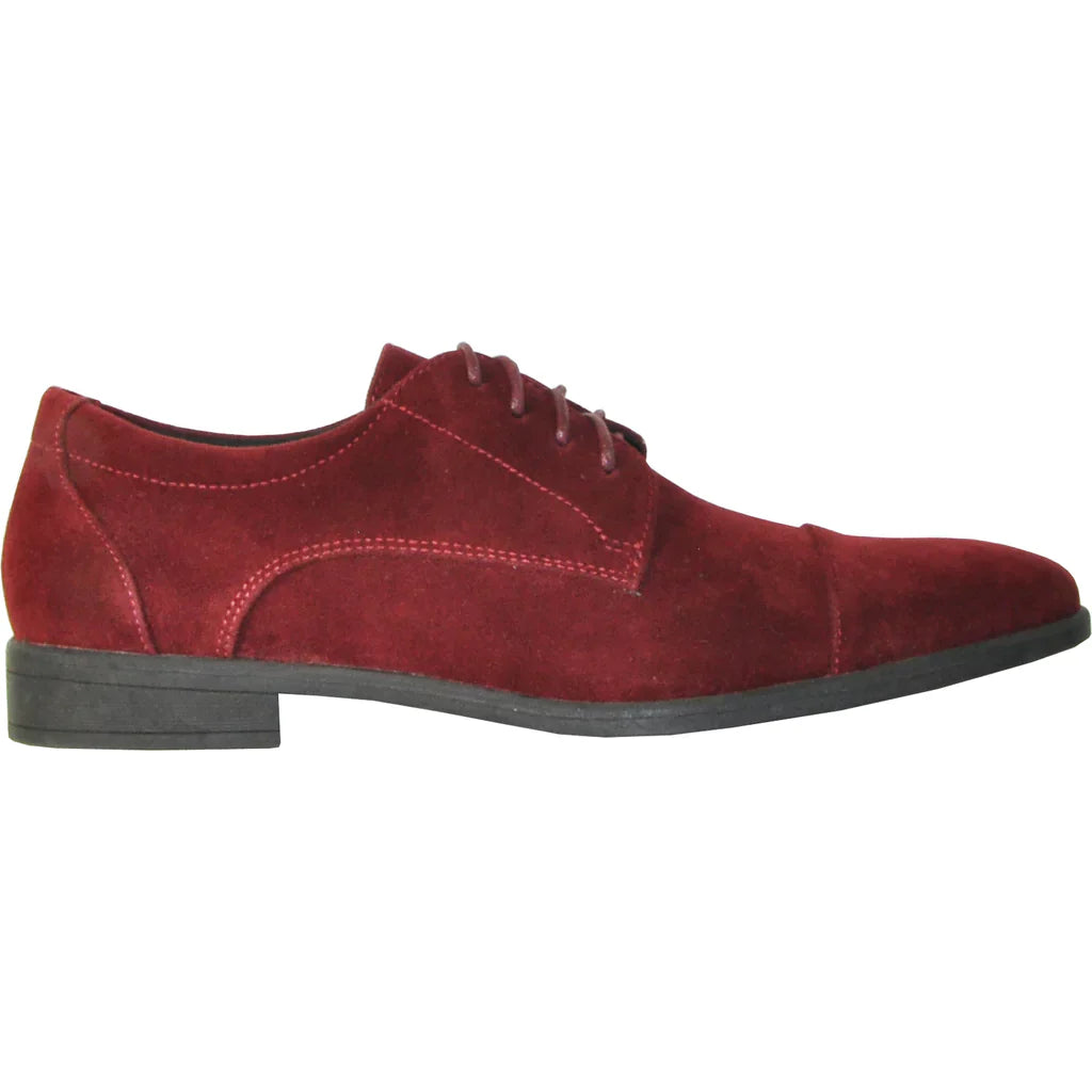 VANGELO Men Dress Shoe KING-4 Oxford Formal Tuxedo for Prom and Wedding Burgundy