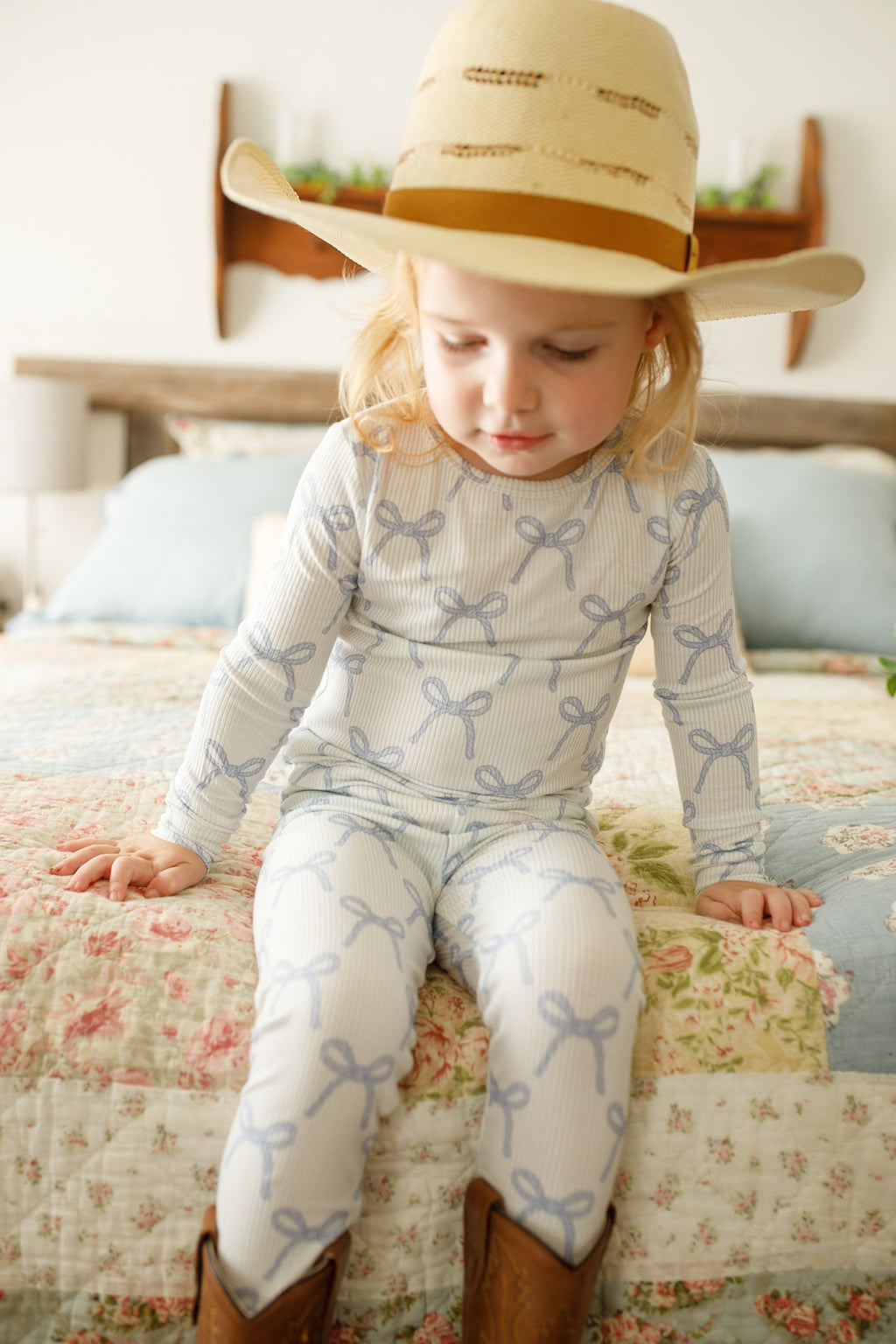 Blue Belle 2pc Ribbed Bamboo Pajamas