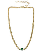 Curb Chain Necklace with Emerald Pear CZ