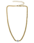 Curb Chain Necklace with Round CZ