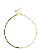 Round Emerald CZ and Chain Necklace
