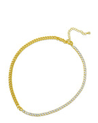 Half CZ and Half Chain Necklace