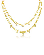Double Stranded Chain and CZ Necklace
