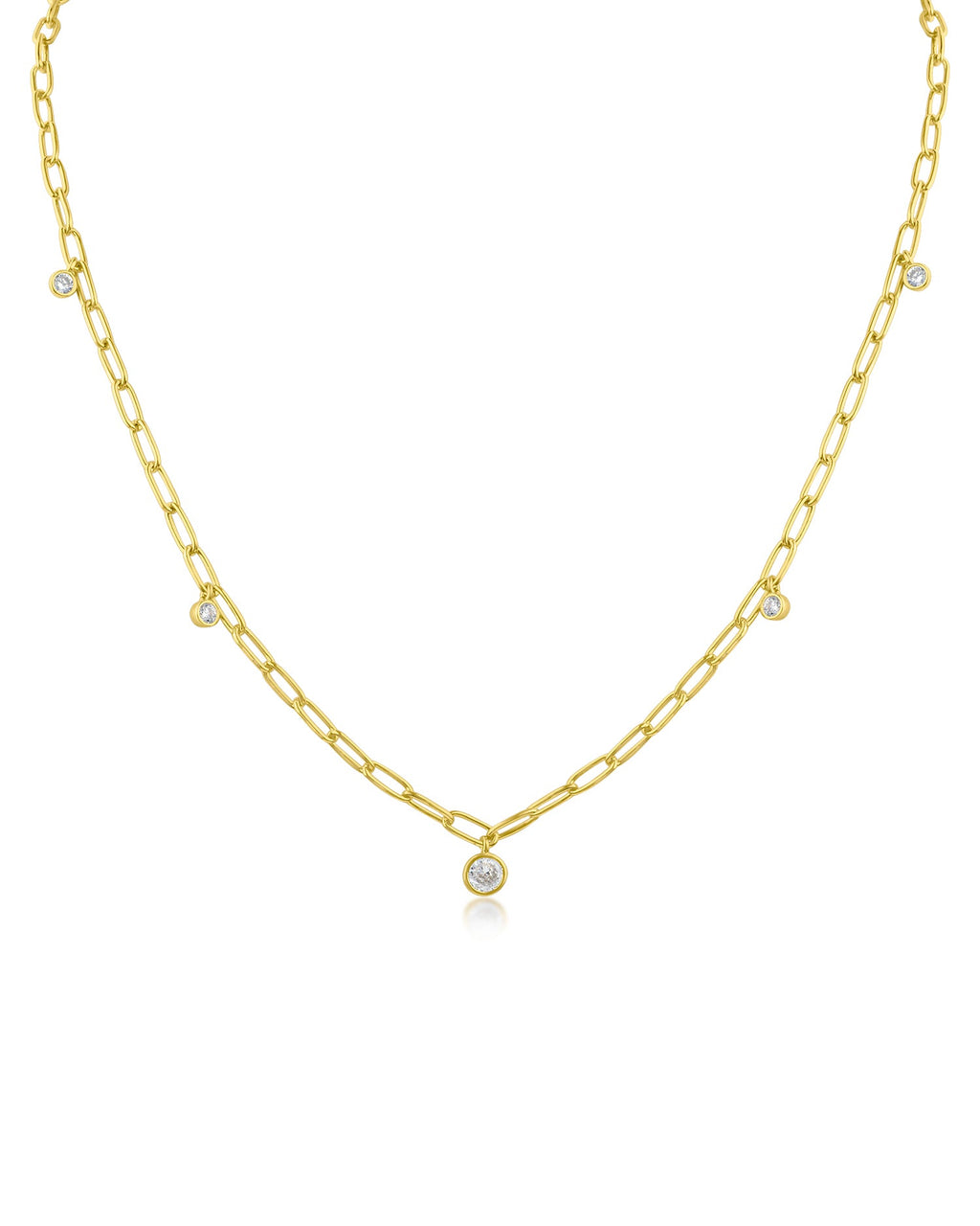 Round CZ Charm Chain Necklace