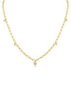 Round CZ Charm Chain Necklace
