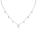 Round and Pear CZ Charm Necklace