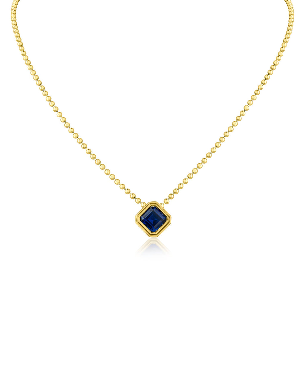 Asscher CZ Antique Bezel Pendant Necklace