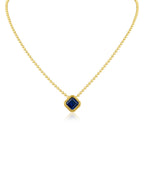Asscher CZ Antique Bezel Pendant Necklace