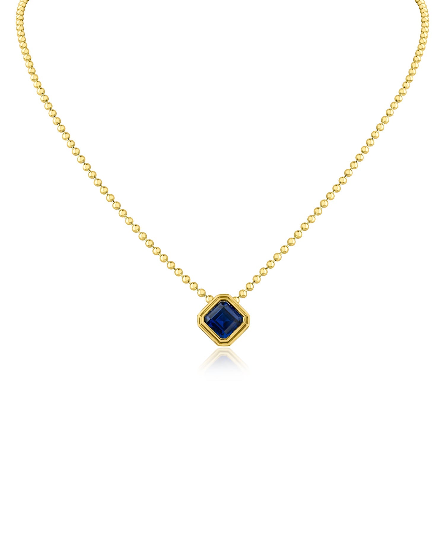 Asscher CZ Antique Bezel Pendant Necklace