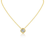 Asscher CZ Antique Bezel Pendant Necklace