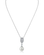 CZ and Pearl Pendant Necklace