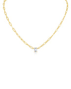 Mismatched Chain and Emerald CZ Pedant