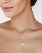 Double Stranded Pear CZ Necklace