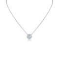 Round CZ Pendant Necklace with Pave Trim