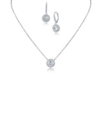 Pendant and Round Halo Earring Set