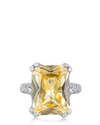 Canary Yellow Yellow Radiant Emerald Cut Statement Ring Size 8