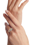 Three Tone Pave Stackable Bands