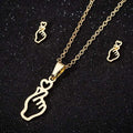 Korean Finger Heart Necklace And Earring Jewelry Set