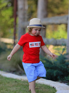 4th of july Flag Embroidery Smocking Boys Set