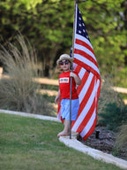 4th of july Flag Embroidery Smocking Boys Set