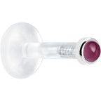 Solid 14K White Gold 2mm Genuine Rhodolite Garnet Bioplast Push in Monroe