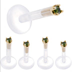 Solid 14K Yellow Gold 1.5mm Genuine Green Diamond Bioplast Push in Monroe