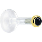 Solid 14K Yellow Gold 2mm Genuine Onyx Bioplast Push in Monroe