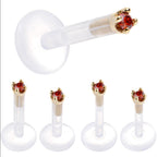 Solid 14K Yellow Gold 1.5mm Genuine Red Diamond Bioplast Push in Monroe