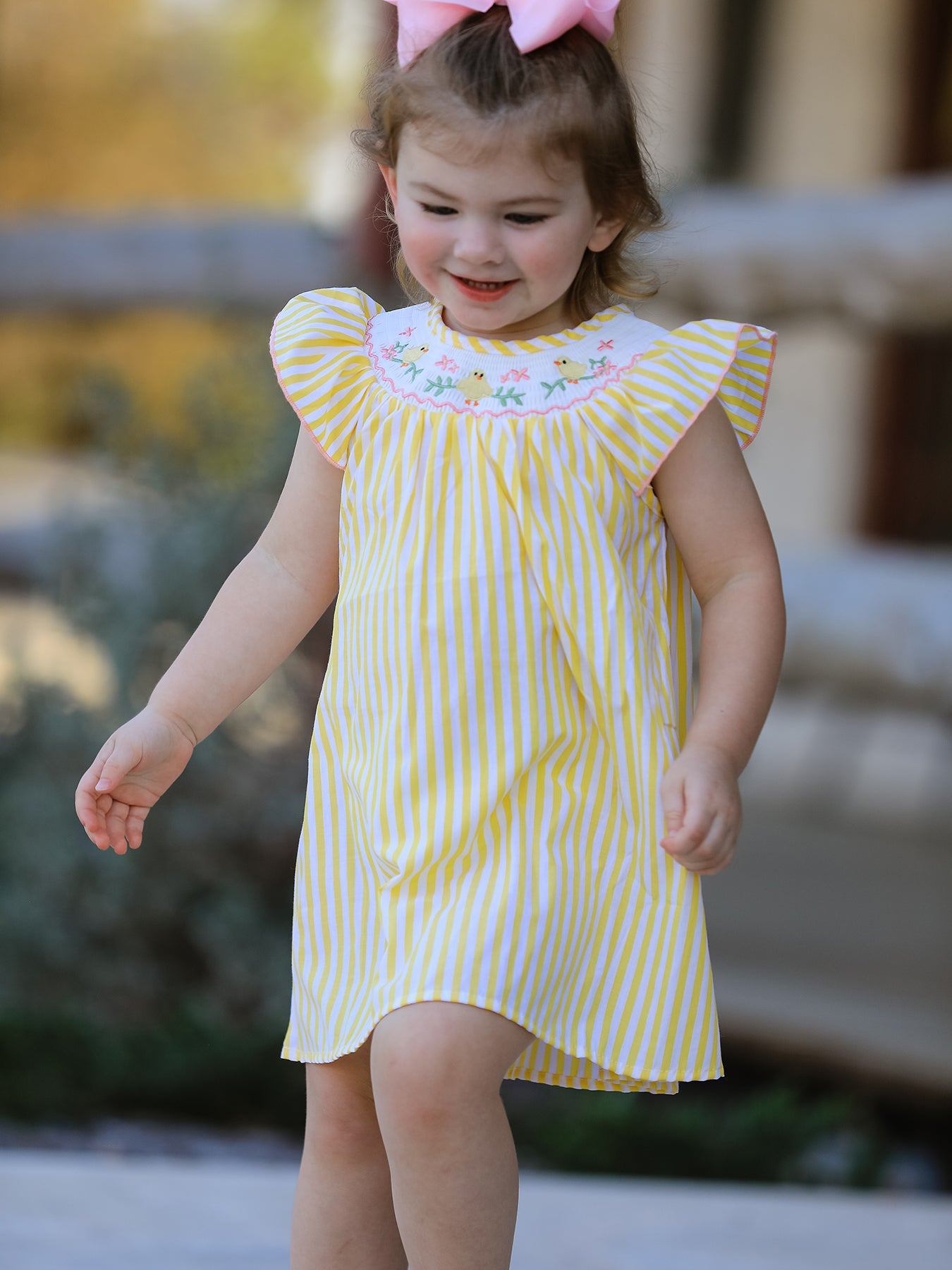 Spring/Summer Chick Floral Embroidery Smocking Girls Dress