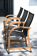 Oldbury Round Table and 4 Manhattan Black Armchair Dining Set