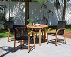 Oldbury Round Table and 4 Manhattan Black Armchair Dining Set