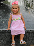 Turtle Girls Dress Pink Stripe Ruffle Strap