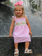 Turtle Girls Dress Pink Stripe Ruffle Strap