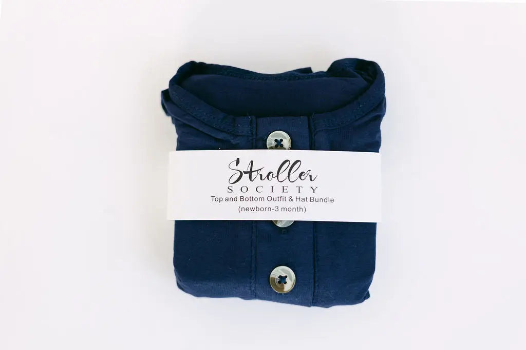 3-Piece Baby Boy Outfits - Newborn Take Home Outfit - Navy Blue