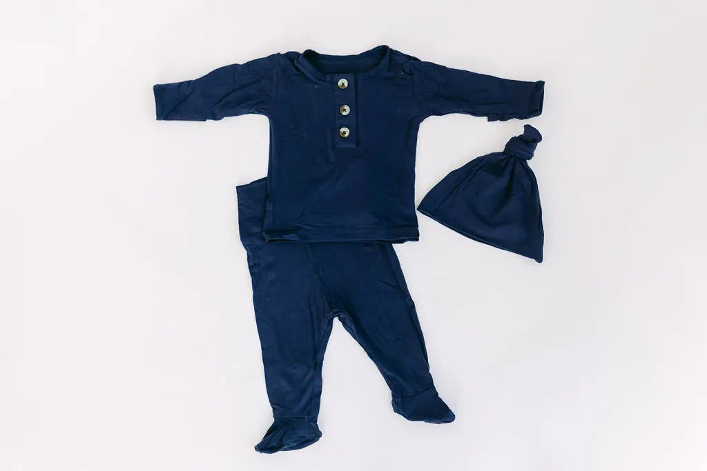3-Piece Baby Boy Outfits - Newborn Take Home Outfit - Navy Blue