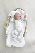 Knotted Baby Gown Set - Black Stripes (Newborn-3 months)
