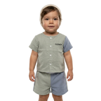 Sage Green Two-Piece Boys Linen Summer Set – Loungewear for Kids