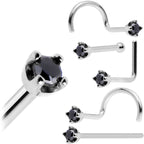 Solid 14K White Gold 1.5mm Genuine Black Diamond Nose Ring
