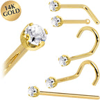 14k Yellow Gold 2mm Lab Grown Diamond Nose Ring
