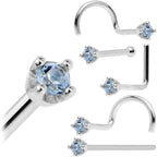 Solid 18K White Gold 1.5mm Genuine Topaz Nose Ring