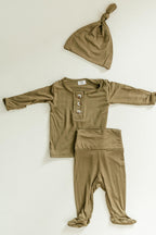 Newborn Boy Outfit Set - Olive Green | Baby Boy Coming Home Outfit