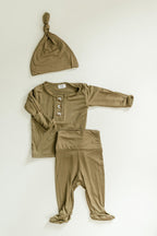 Newborn Boy Outfit Set - Olive Green | Baby Boy Coming Home Outfit