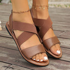 plus Size Women Shoes Summer Cross Elastic Band Women Flat Sandals