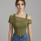 Ruched Mesh Crop Top