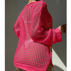 Summer Vacation Sexy Cutout Big round Neck Loose Pullover Bikini Sunscreen Knitted Beach Cover up Crochet hook