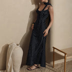 Strap Maxi Dress Summer Halter Strap Fishtail Polka Dot Maxi Dress