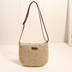 Crossbody Straw Bag Simple Shoulder Straw Bag Woven Bag Vacation Beach Bag All Match Women Bag