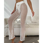 Spring Ladies Knit Casual Sexy Slim Beach Hollow Out Cutout out Sun Protective Pants Crochet hook