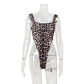 Women Clothing Square Collar Sleeveless Bare Back Tight High Waist Leopard Print Sexy Jumpsuit