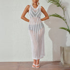 Beach Dress Women Solid Color Sexy Knitted Beach Bikini Swimsuit Blouse Sun Protective Clothing